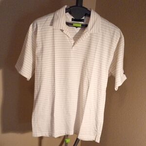 NWOT Tommy Hilfiger Men's White And Tan-Striped Polo Shirt Size L